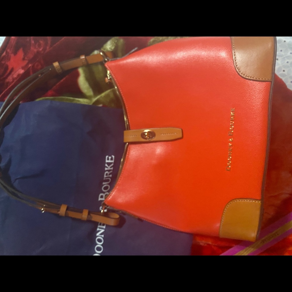 New without tags.   Orange but kinda peach too.   Coated canvas. Water proof